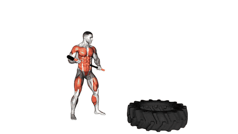 نمایش حرکت پتک زدن روی لاستیک (اسلج همر)